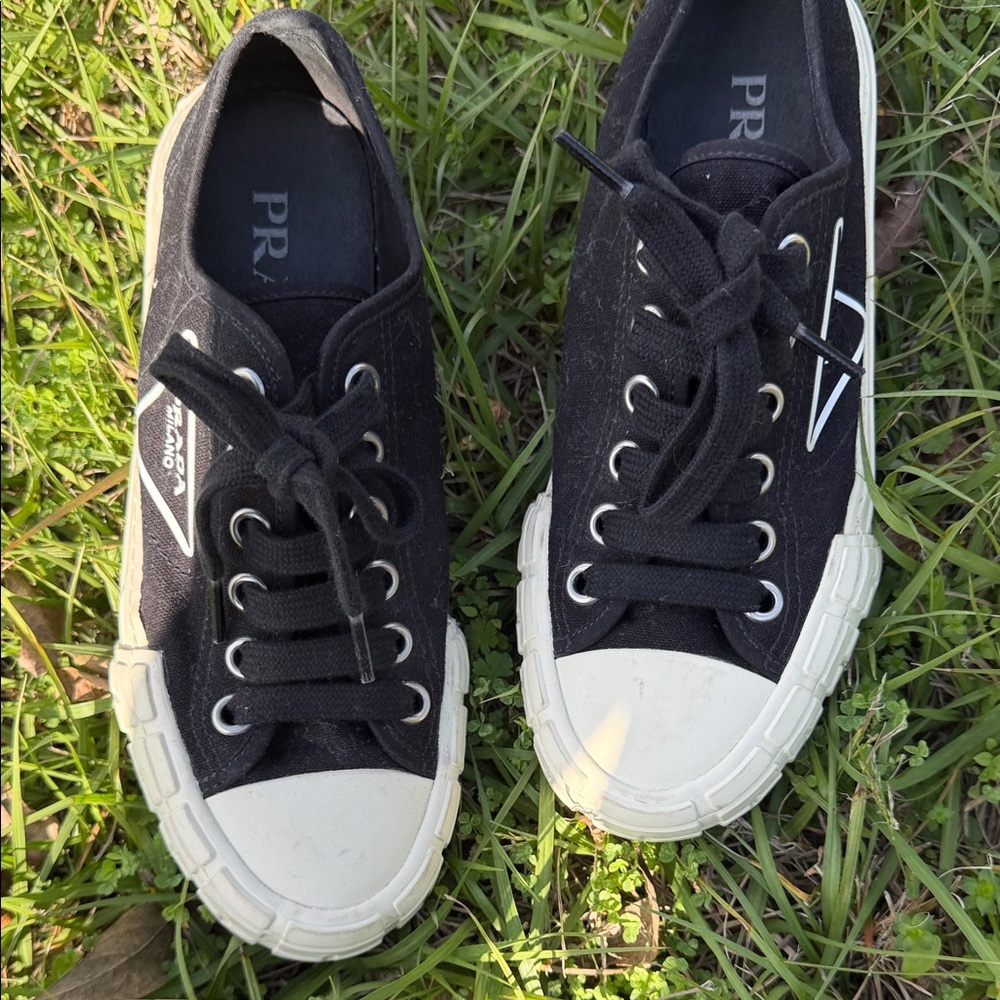 Prada Black and Cream Casual Sneakers - Picture 2 of 8